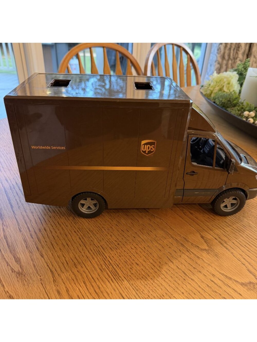 Bruder UPS Brown Toy Truck Missing Back Door